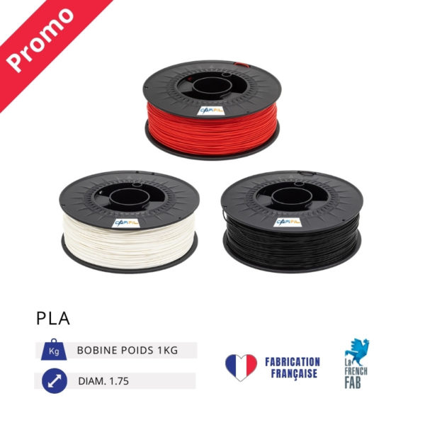 CAPIFIL - Fil imprimante 3D PLA 1KG - Promo rouge blanc noir